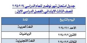 تعليم الجيزة يعلن الجداول الجديدة لامتحانات شهر نوفمبر للمراحل الدراسية المختلفة