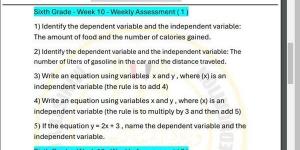 مراجعات نهائية.. أسئلة تقييم الاسبوع العاشر في الرياضيات Math الصف السادس الابتدائي