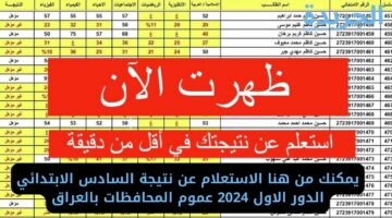 يمكنك من هنا الاستعلام عن نتيجة السادس الابتدائي الدور الاول 2024 عموم المحافظات بالعراق