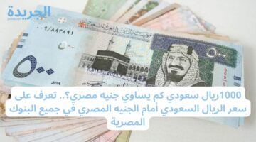 1000ريال سعودي كم يساوي جنيه مصري؟.. تعرف على سعر الريال السعودي أمام الجنيه المصري في جميع البنوك المصرية