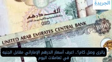 ياترى وصل كام؟.. اعرف أسعار الدرهم الإماراتي مقابل الجنيه في تعاملات اليوم