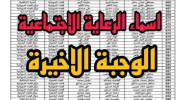 اسماء الرعاية الاجتماعية الوجبة الأخيرة في جميع محافظات العراق